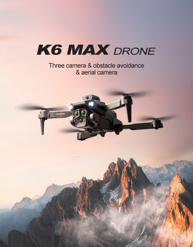 2023 New K6 Max 2 4g Rc Drone With Triple Lens Optical Flow Positioning Servo 4k Camera And