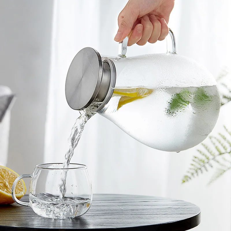 wholesale high borosilicate custom glass water juice tea pitcher