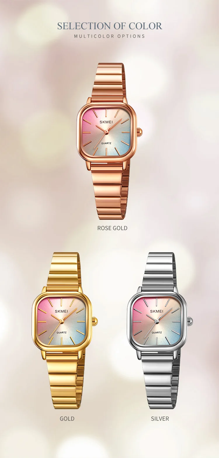 SKMEI 2190 Girls Watches Square Dial Colorful Analog Waterproof Minimalist MOQ 1 Pcs Watch for Lady Fashion Hot Sale