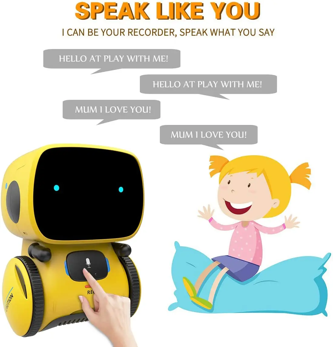 Smart Talking Robots Intelligent Partner and Teacher with Voice Control Touch Sensor Singing Dancing Repeating Robot Gift Toy
