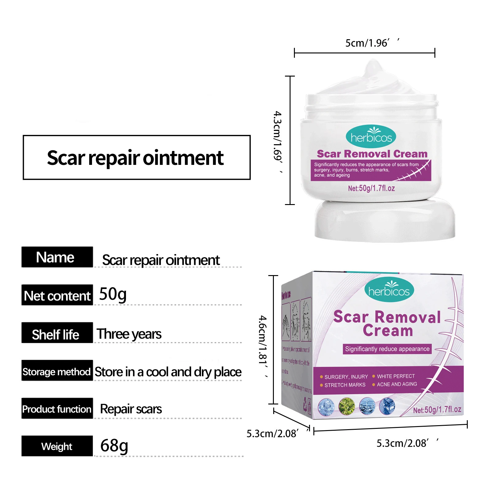 Herbicos Acne Scar Removal Creamstretch Marks Repairing Cream Body