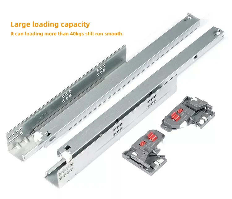 Hoone Kitchen Metal Telescopic Heavy Duty Ball Bearing Hydraul Bottom Drawer Slides Roller