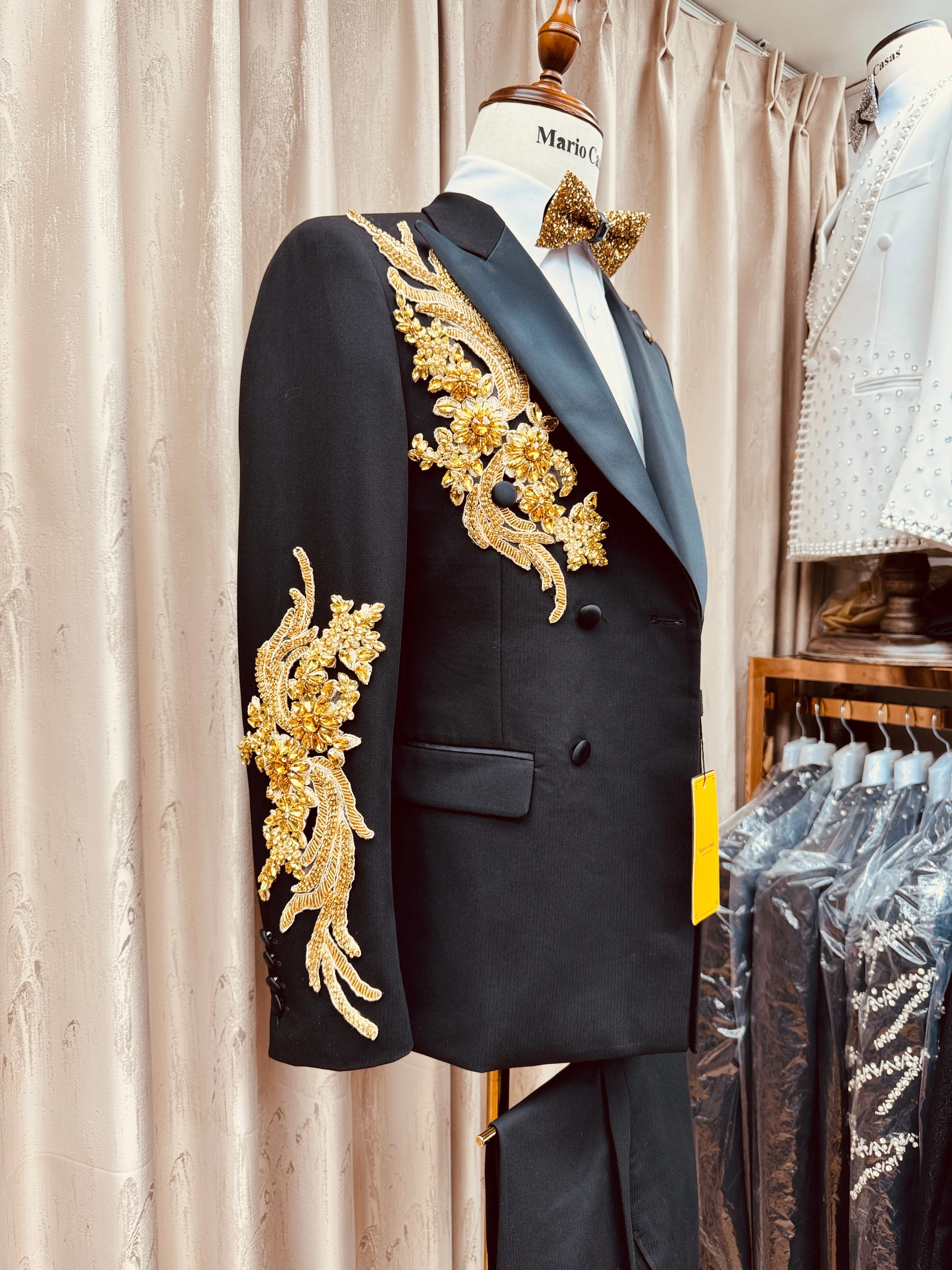Luxury Hand Embroidery Made Men Suits 2 Piece for Prom Groom Formal Party Wear Tuxedo