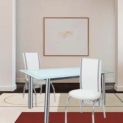Modern Glass Metal Table With 4 Chairs Dining Table Set In Kitchen And Restaurant Furniture