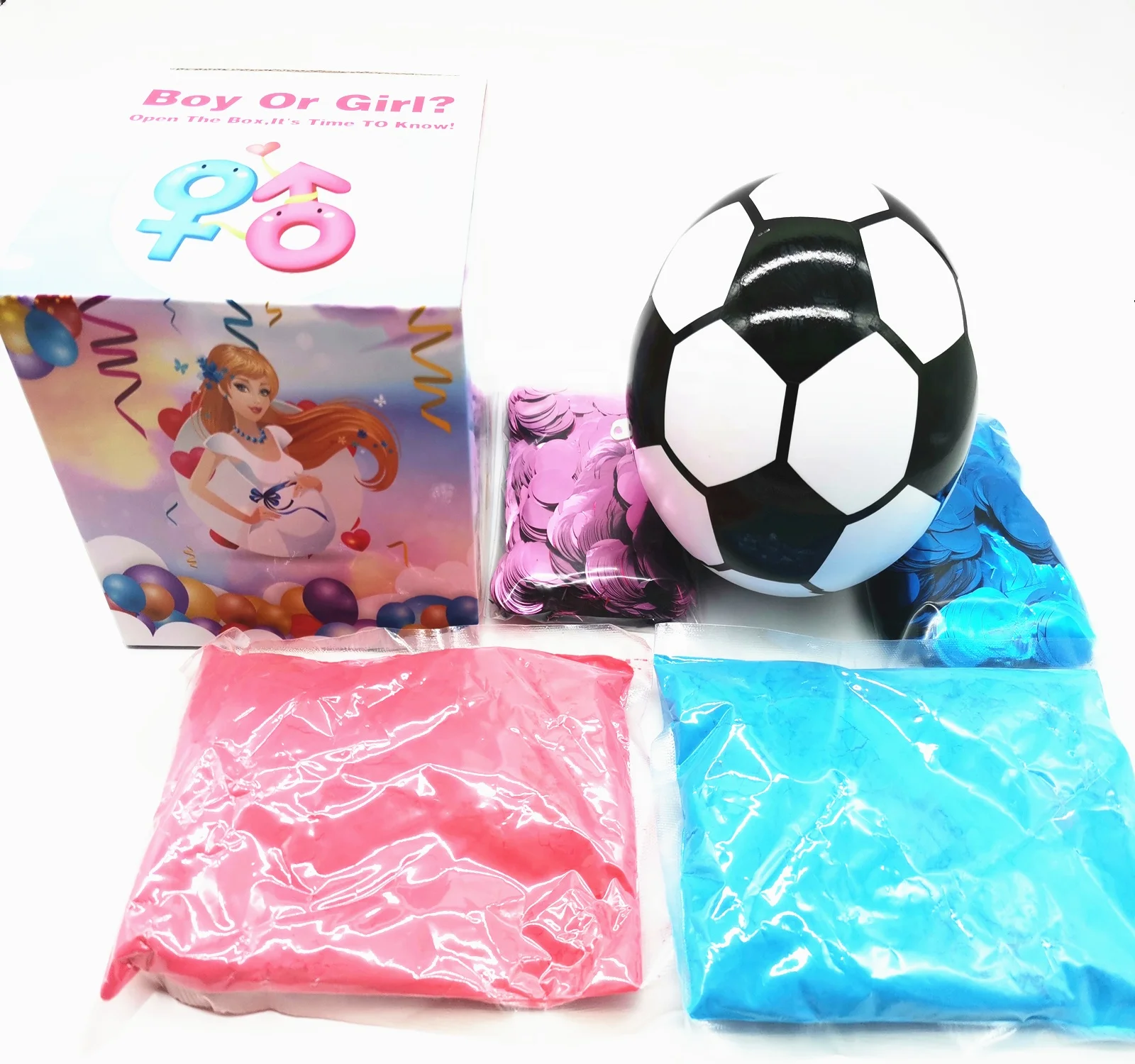 Gender Reveal Exploding Powder pallone da calcio con Kit di