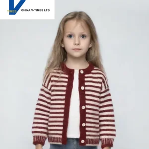 China V-Times 2026 Girls' Casual Cardigan Jacket New Autumn/Winter Kids Fashion Sweater for Spring and Autumn Baby Outfits