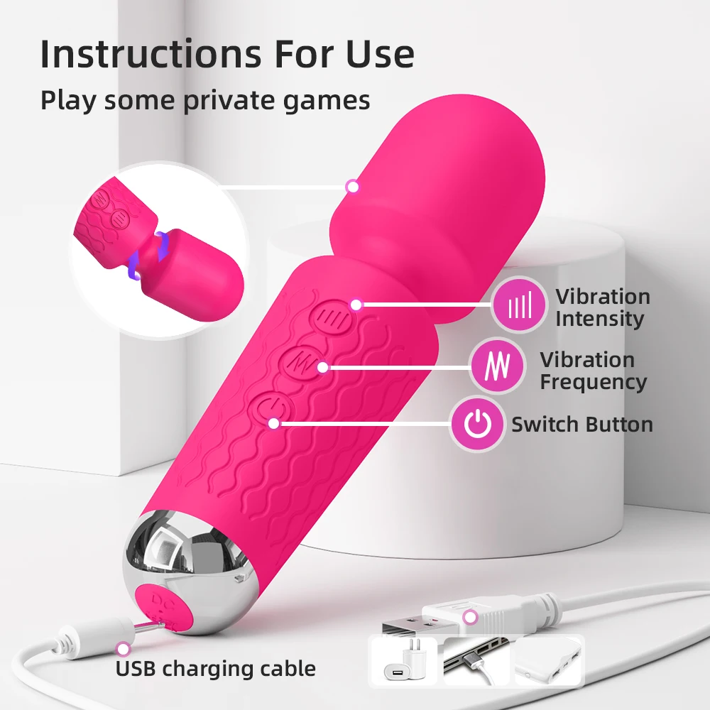 Female Av Magic Vibrator Wand Clitoris Stimulator Usb Rechargeable