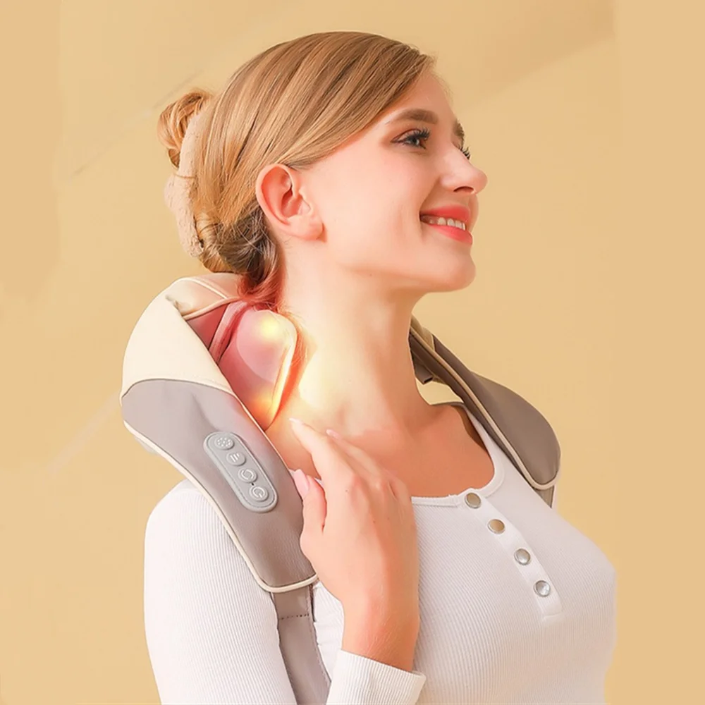 2025 Upgraded Electric Deep Tissue 3d Kneading Neck Massager Hands Free Portable Neck and Shoulder Massager for Pain Relief