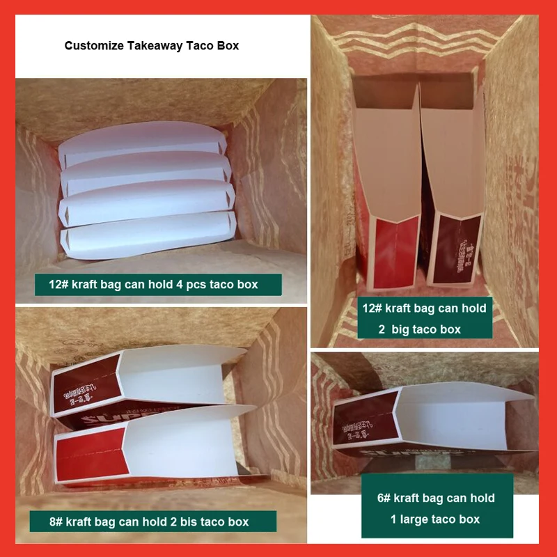 Taco Box Paper Custom Disposable Takeout Food Paper Boxes Tacos Packaging Holder ...