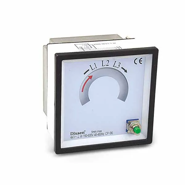 Fréquencemètre Analogique à Aiguille 45-55Hz AC 380V - Panneau Carré, Pour Installations Industrielles