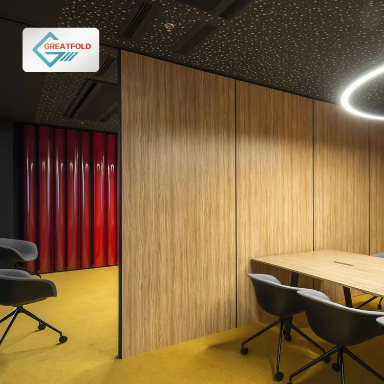 Customized Modern Soundproof Movable Partition Wood Grain Design Wood Walls for Office Meeting Room Schools Hospitals Gyms