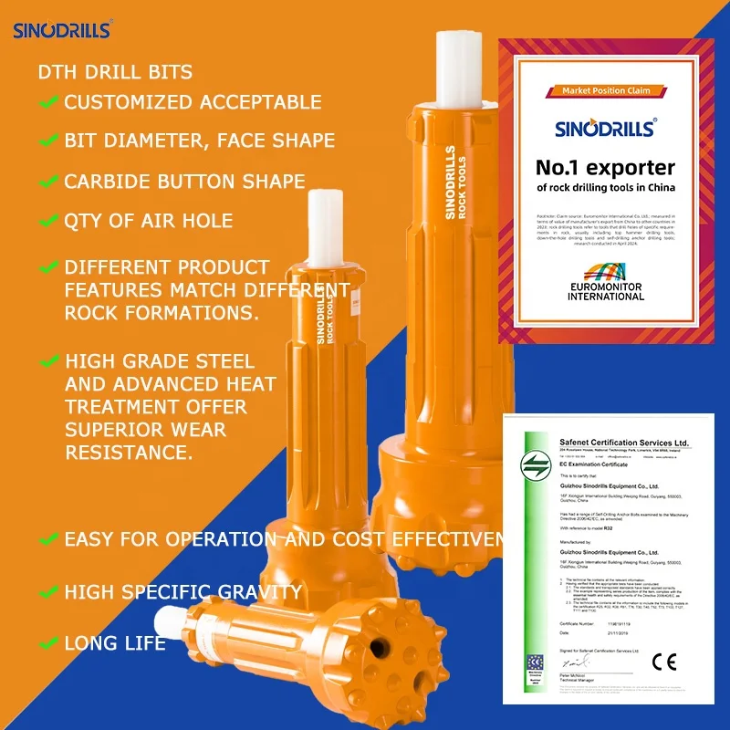 SINODRILLS Multi Function Bit Mission80 Shank 305mm DTH Rock Drill Button Bits for Hole Drilling