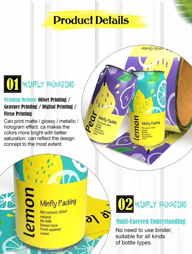 Minfly Digital Printing Custom Pet Pvc Heat Shrink Sleeve Label For 8oz