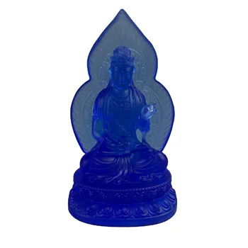 Religious Buddha Figurine Crystal Bodhisattva Manjusri Art Glass Crystal Crafts for Home Decoration