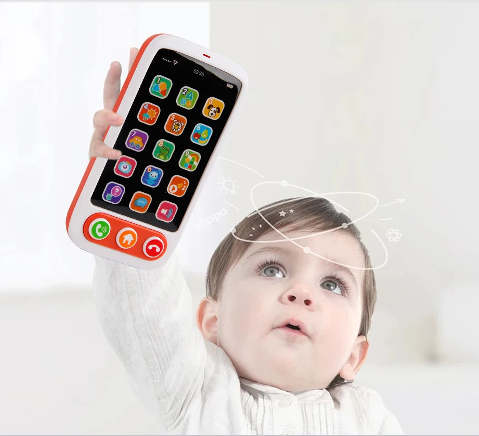 Mini Cartoon Electronic Simulation Touch Screen Phone Machine Educational Plastic Early Learning Toy for Toddlers Mobile Music