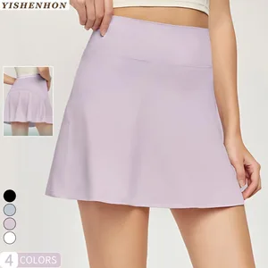 YISHENHON High Quality High-Waisted Sport Fitness Skirt Breathable Quick-dry Running Fitness Women's Tennis Skirts