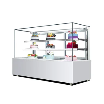 8- Marble base bakery showcase Frameless cake display showcase refrigerated cake chiller for supermarket