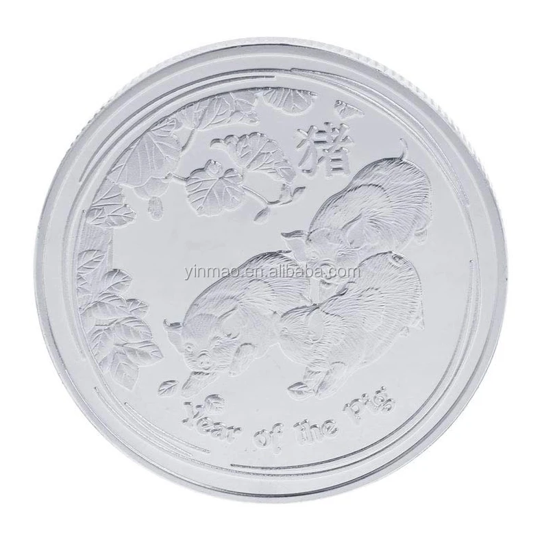 Year of the Pig Silver Plated Chinese Zodiac Souvenir Coin Collectibles GiftsA+ 