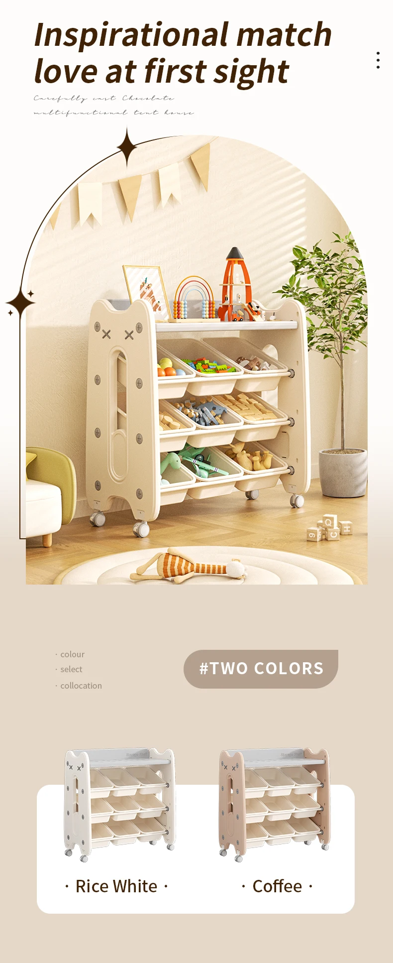 product feelkids cat shape plastic toy room book shelf clothes toys organizer storage racks with wheels for kids cabinet-2