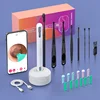 Bianco con base e set di 8 strumenti per la pulizia delle orecchie