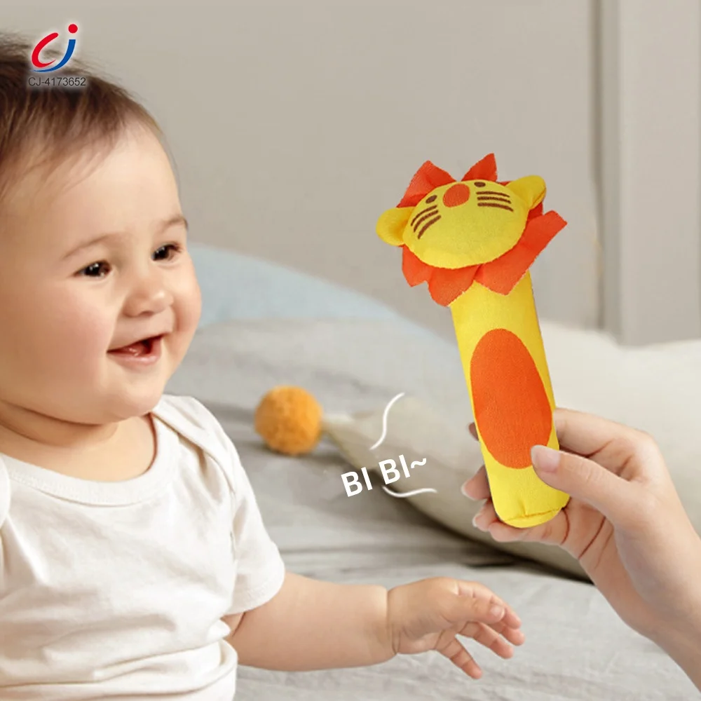 Chengji Hot Selling Infant Soft Rattles Hand Shaker Plush Rattle Toys Cartoon Animals Design Baby Toy Bb Stick