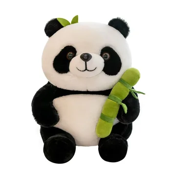 Super Cute Bamboo Tube Simulation Hug Panda Super Soft Plush Panda Toy Doll Embroidered Comforter for Boys Girls for Birthday