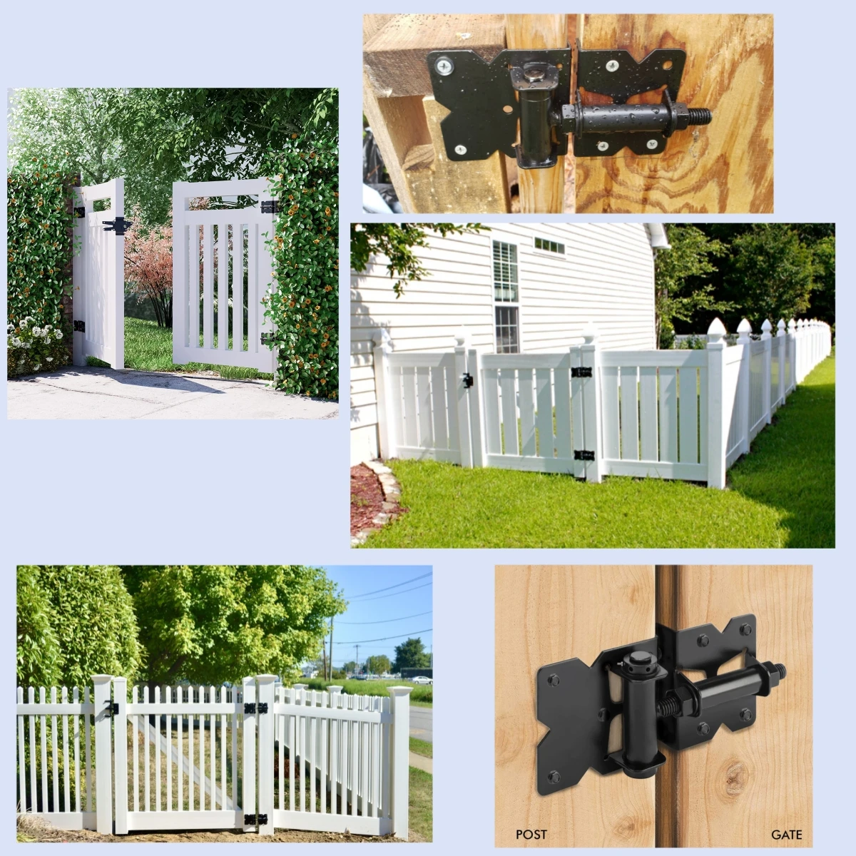 Self Closing Gate Hardware Hinges Heavy Duty For Wooden Vinyl Pvc Fences 90 Degree Adjustable