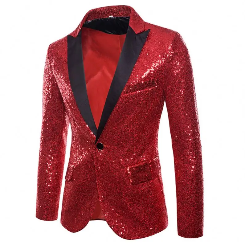 European and American Performance Dress Shiny Gold Sequins Suit Jacket Nightclub Host Studio Dance Bg Men's Blazer Coat_voghion.com