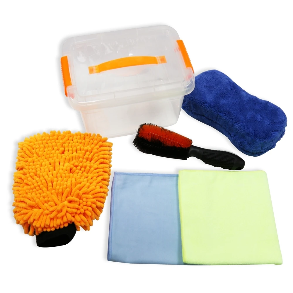 Car Wash Kit Microfiber Towels Sponge Car Washing Supplies 5 Car