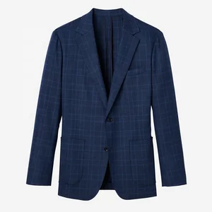 2019 Trend Classic Cobalt Blue MTM Check Plaid Woolen Worsted Reversible Half Canvas Suit Plus Size Waterproof Autumn Breathable