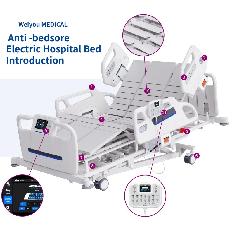 medical nursing bed turning left and right hospital bed with wheels-58