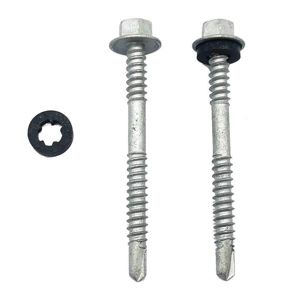 thumbnail image 2 of 10 Hex Washer Head Self Drilling Sheet Metal Tek Screws 410 Stainless 2 of 14