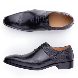 Handmade Men's Designer Black Oxfords High Quality Cowhide Print Leather Wedding Guest Dress Shoes Party Spring Summer Winter