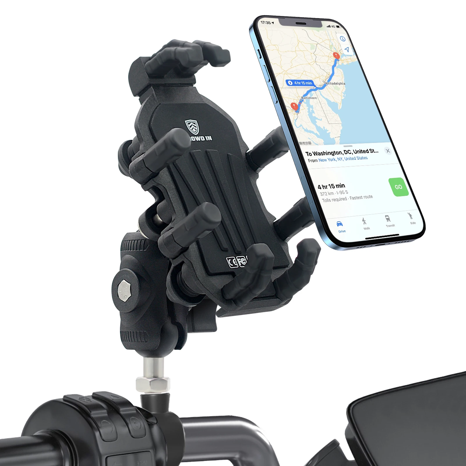 Anti-Vibrations-Motorrad-Handyhalterung 1-Zoll-Kugel Lenker Spiegel Gabel  Vorbau Handyhalterung Diebstahlsicherer Verschluss Passend fr 5,4-7,2 Zoll