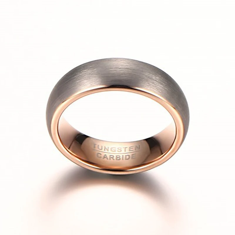 6mm Classic Tungsten Wedding Band for Men with Comfort Fit and Black Rose Gold Two-Tone Design