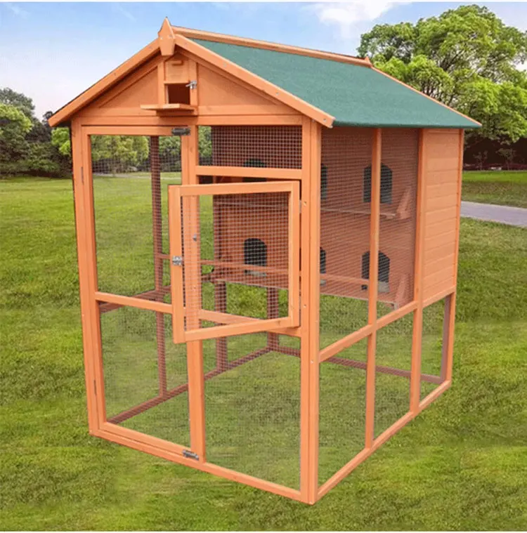 Large Wooden Standing Bird Aviary Cage for Parrots & Pigeons Nesting ... - Long Aviary Bird Cage
