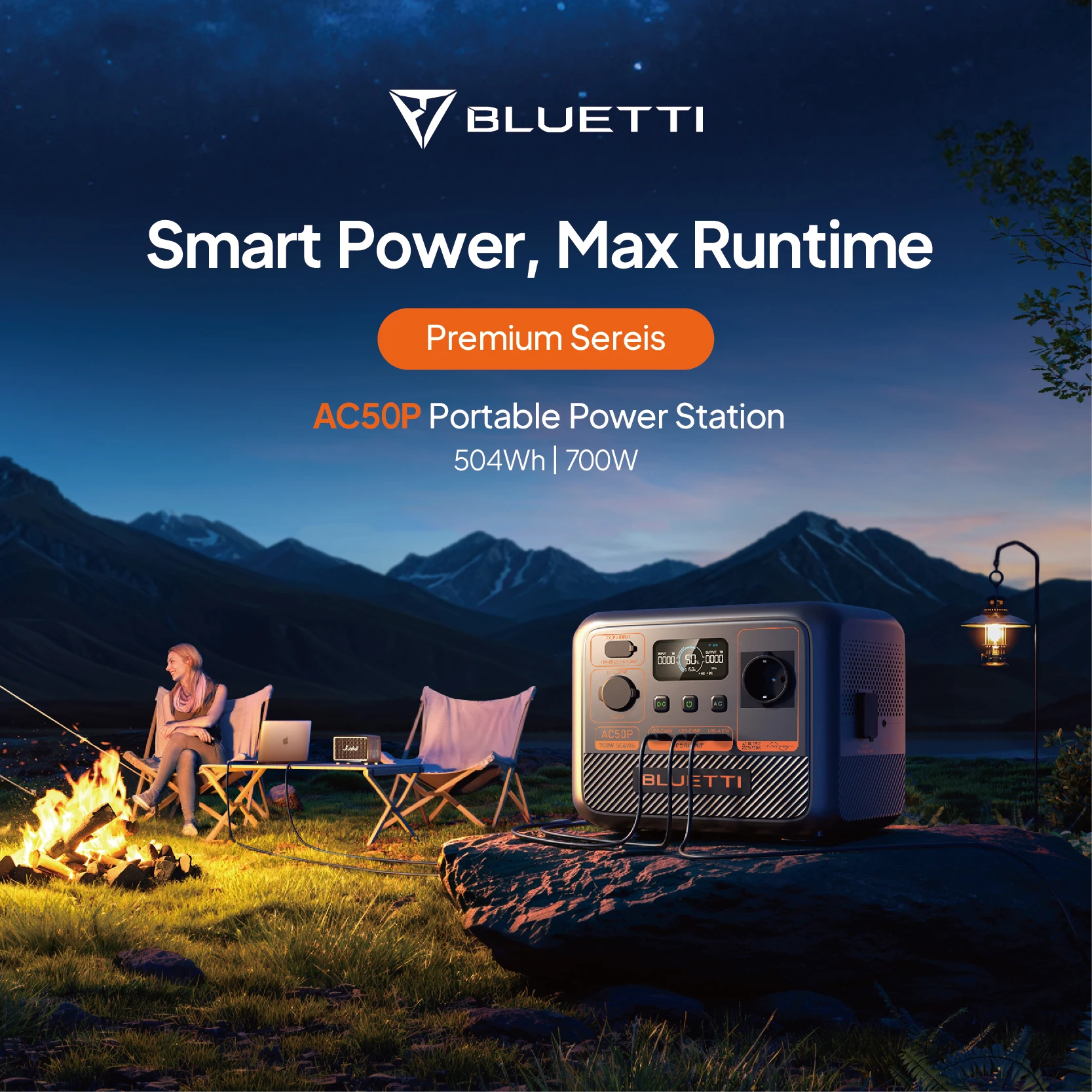 BLUETTI Easy Carry 700W Equipped with AC/DC USB Ports Wireless Charge Solar Panel Charging Portable Lithium Power Station