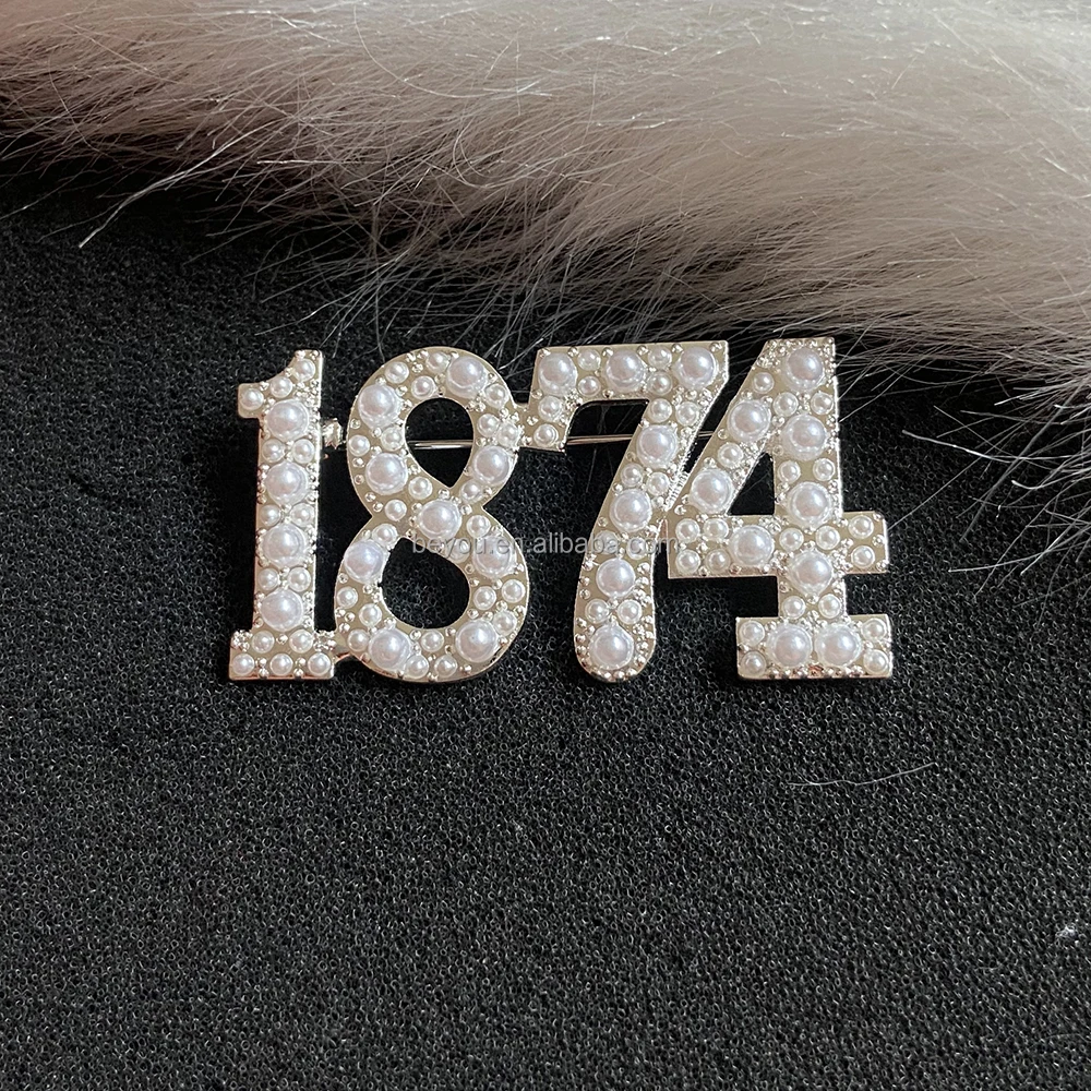 Personalized Greek Sisters Digital Brooch 1935 Pearl Brooch Wholesale