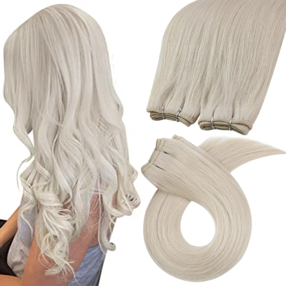 Extension de cheveux vierges à coudre LaaVoo pour femmes 100 % vrais cheveux humains_voghion.com