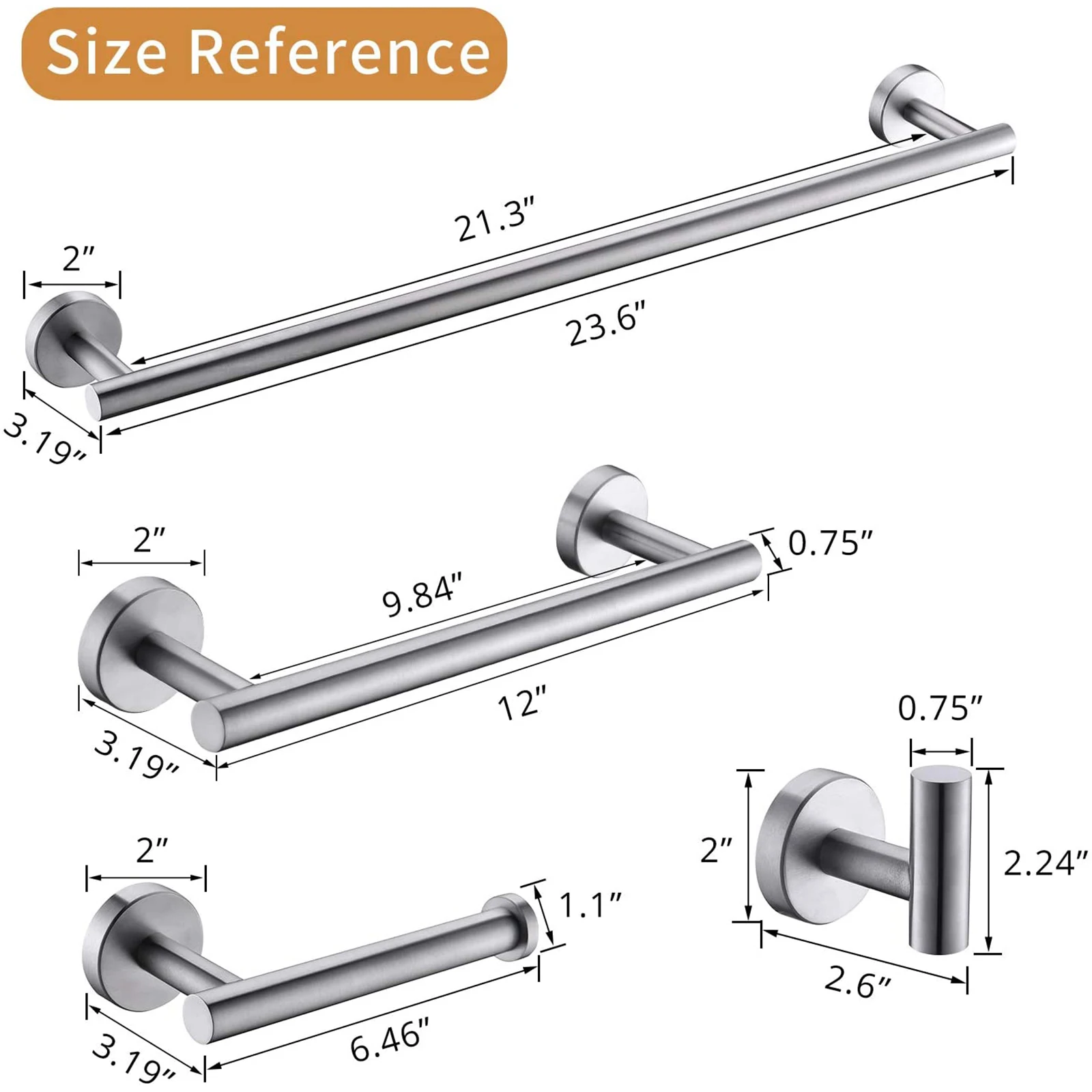 Details about   Doyours 304 Stainless Steel Bathroom Set-47P 