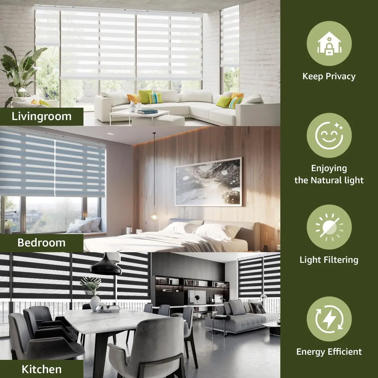 425GSM 100% Polyester Zebra Blinds Fabric with 100% Blackout for French Windows