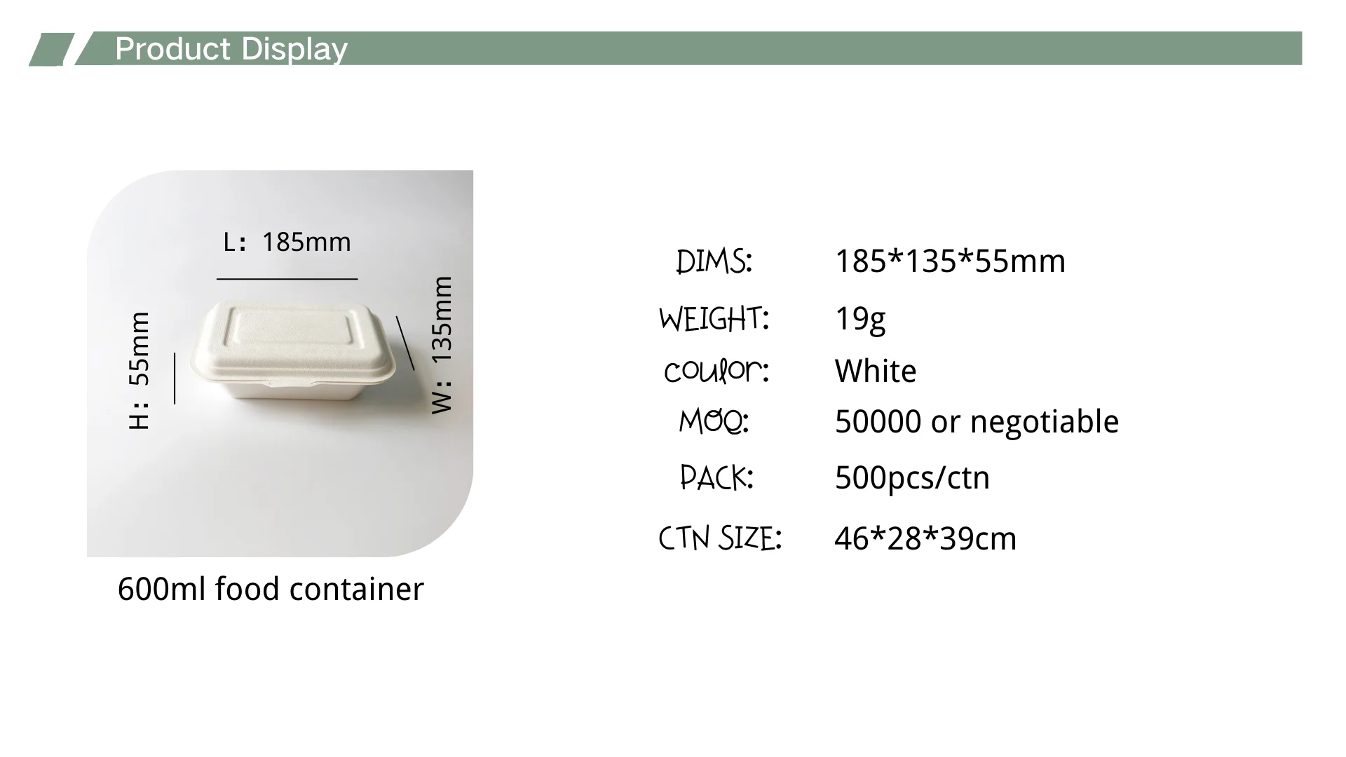 1000ml Hinged Bagasse Clamshell 2 Compartment - Buy Disposable 1000ml ...