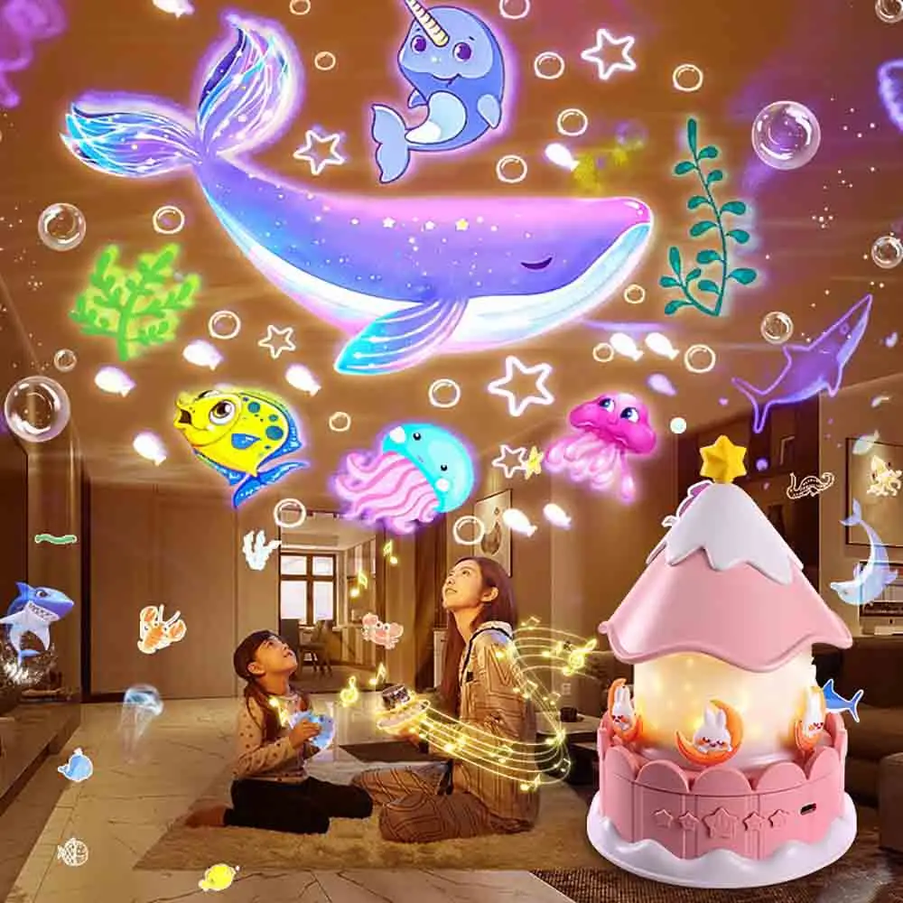 Unicorn Projector Light LED Projector Night Light for Kids 360 Degree Rotation Remote Control Carousel Projector Lamp
