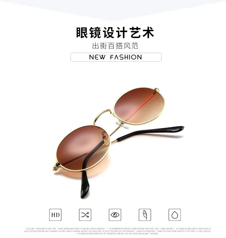 Versión Coreana de gafas de sol ovaladas tendencia 2024 gafas de sol Retro gafas de sol de Metal para hombres y mujeres al por mayor