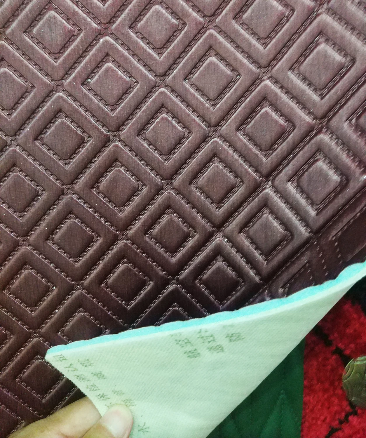 Eco-Friendly Fire Retardant Quilted Embroidery Faux Leather Rolls PVC Waterproof for Car Seats Bags Gloves Golf Car Interiors