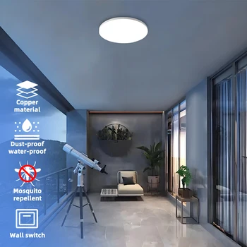Modern 18W 24W 36W 48W LED Outdoor Flush Mount Smart Ceiling Lamp Round Acrylic Light with 3Cct Color Temperature Metal Base