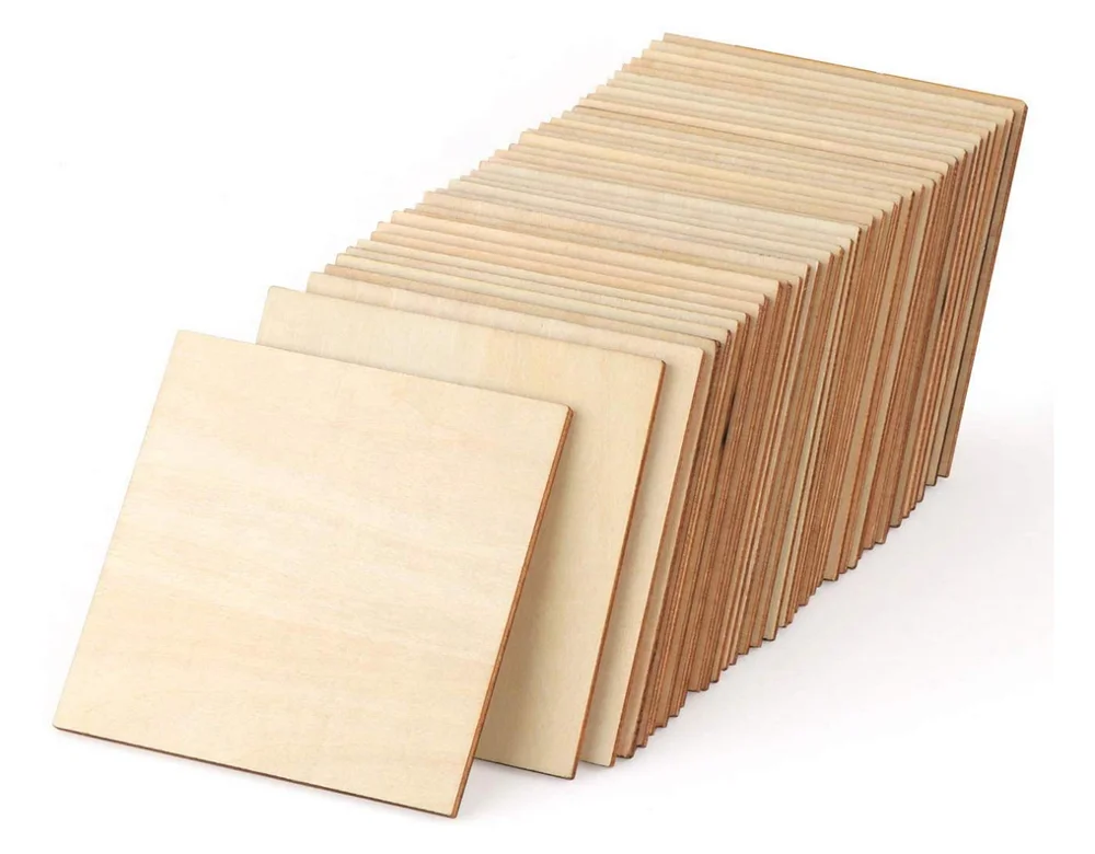 
Необработанная деревянная квадратная плитка с вырезами для поделок своими руками 