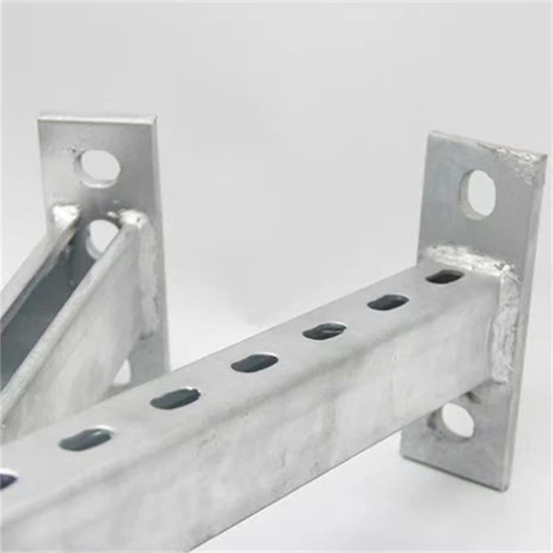 Customize High Quality Display Chrome Double Structure C Channel Steel Cantilever Bracket Single Piece Pipe Gallery Support
