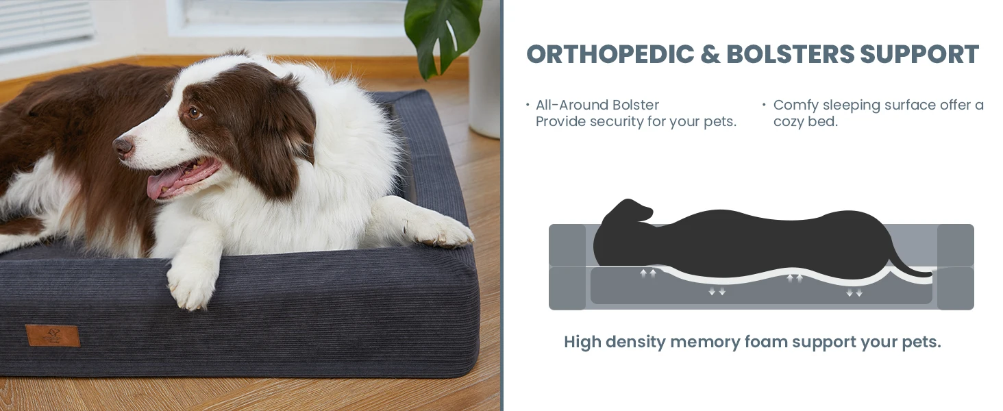 Orthopedic Dog Bed For Large Dogs Washable Cat Bed With Removable Cover 2 In 1 Mulitipurpose