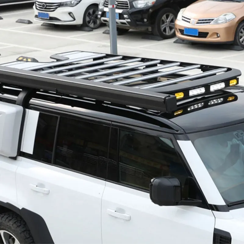 New Style Aluminum Alloy Roof Basket for Land Rover Defender 90 110 Roof Rack Roof Basket Luggage Rack details